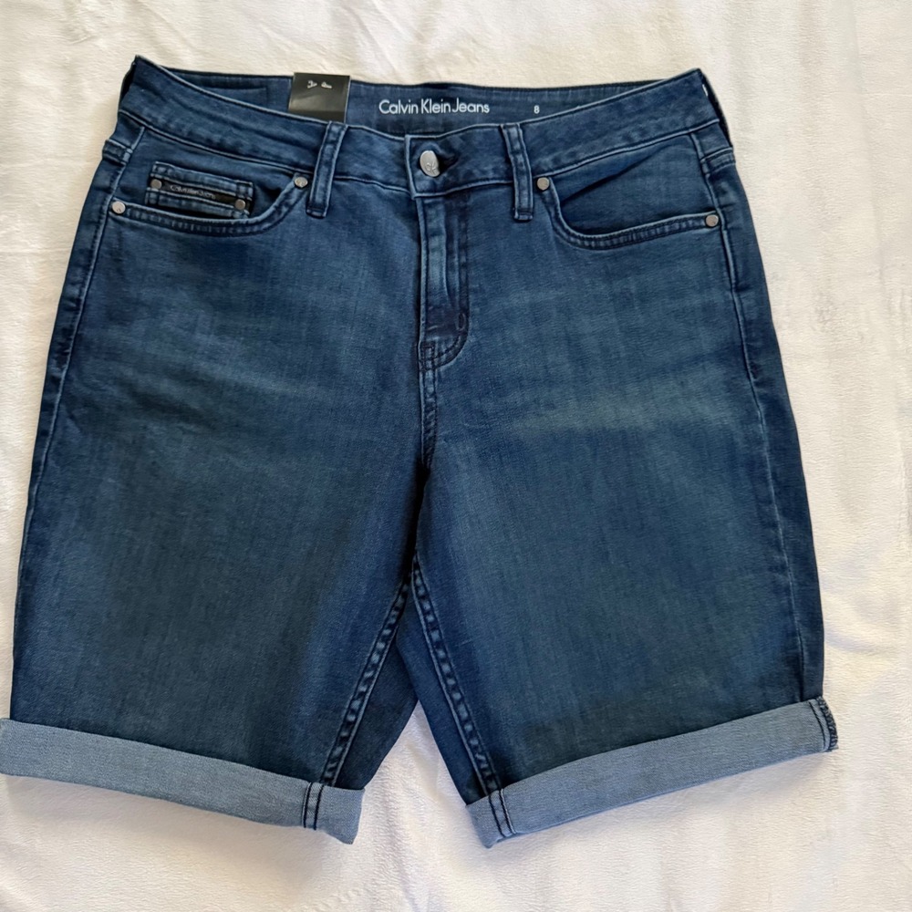 Calvin Klein Jeans Womens City Short‎ Inkwell Dark Wash Denim Bermuda Shorts 8